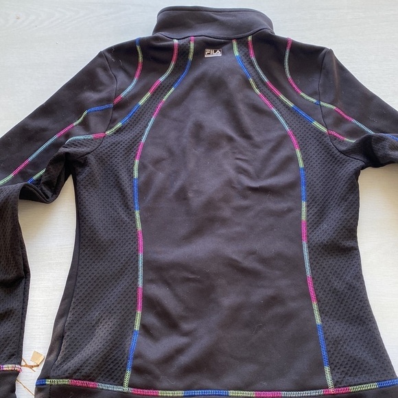 Fila Sport Athletic Track Jacket Full Zip Rainbow Trim Thumb Holes - Picture 7 of 12